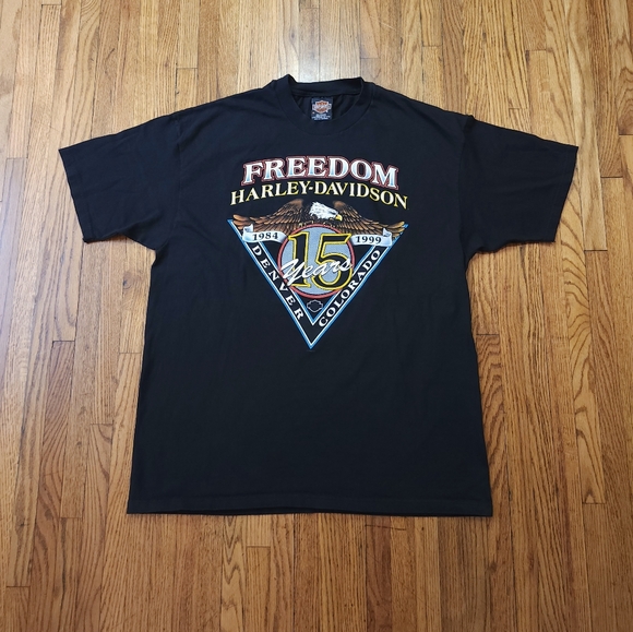 Harley Davidson Freedom Denver Colorado Mens T Shirt Size XL USA 1999 Vintage - Picture 1 of 9
